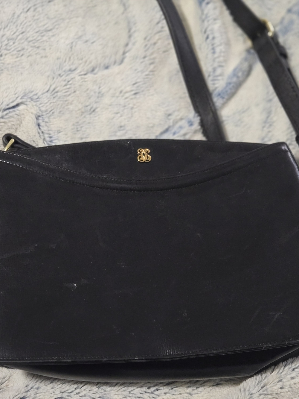 Classic Black  Shoulder Bag with Gold Accent